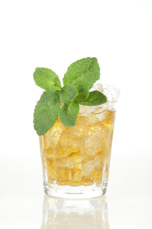 5 ml (1/6 oz) Sugar Syrup. Mint Leaves. Muddle mint with bourbon, 